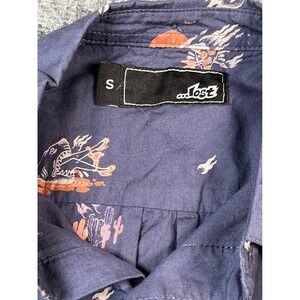 Lost Enterprises Small S/S Button Up Shirt Navy Graphic Print Skulls‎